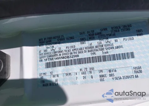 2008 Ford E-150 Commercial/Recreational from USA, damaged, VIN 1FTNE14W58DB32588